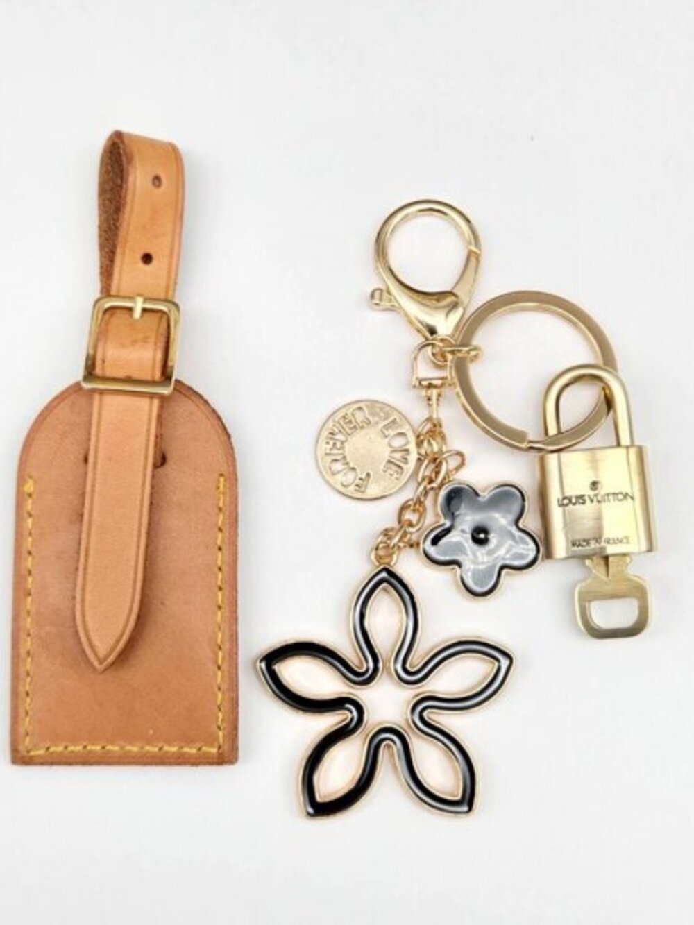 Authentic Louis Vuitton Luggage Nametag and Gold Padlock with Unbranded Keycharm - Picture 6 of 13
